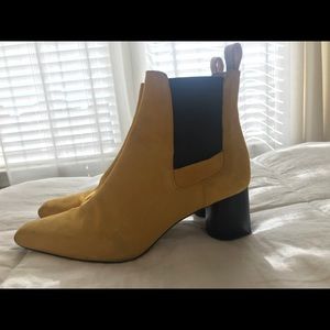 Zara Basic Yellow Suede Boots